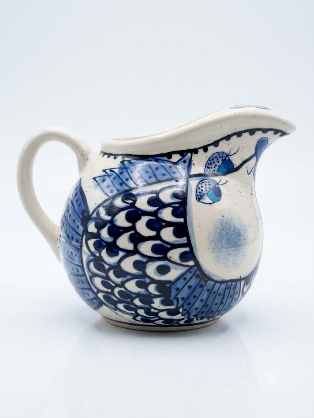 Vintage Come Dream With Me Kissing Fish Pitcher Ceramic Hand Painted 2001 Diane
